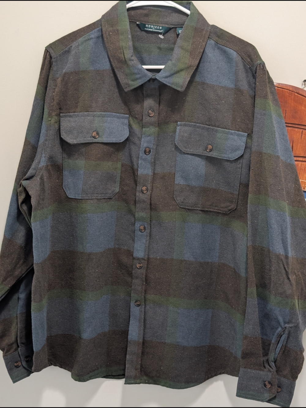 Horizon Men's Green & Blue Plaid Lightweight Shirt Jacket